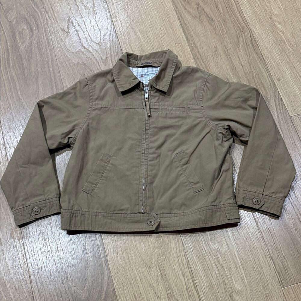 Bonpoint Kids Tan Utility Style Zip Front Jacket Size 4